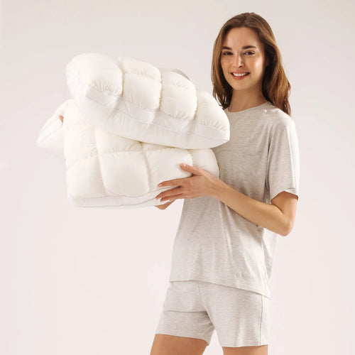 ✨ Mellow Puff Pillow – 3D Grid Design, Side Back Stomach Sleeper